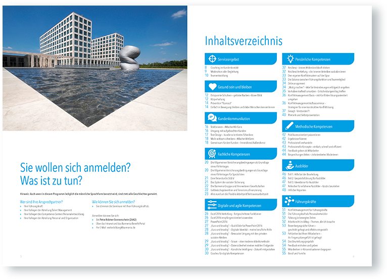 Doppelseite innen des Weiterbildungsprogramm der Barmenia