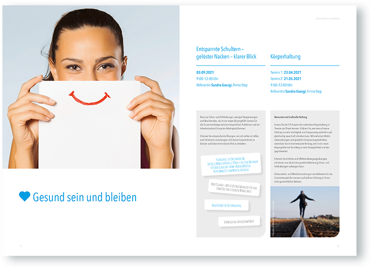 Doppelseite innen des Weiterbildungsprogramm der Barmenia