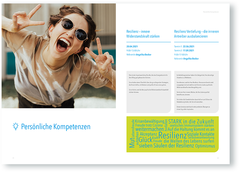 Doppelseite innen des Weiterbildungsprogramm der Barmenia