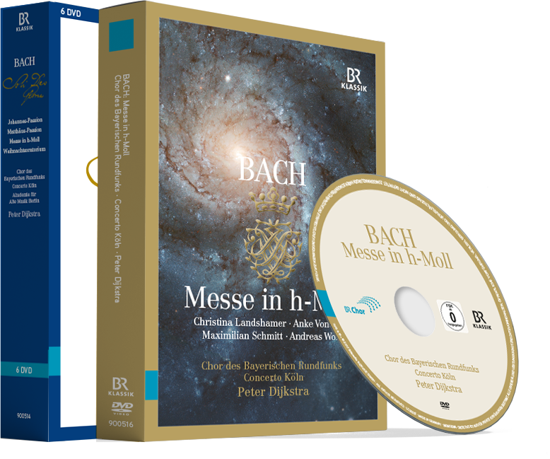 DVD-Gestaltung – Johann Sebastian Bach mit Johannes-Passion, Matthäus-Passion, Weihnachtsoratorium und Messe in h-Moll. Unter Leitung von Peter Dijkstra dem Chor des Bayerischen Rundfunks und Concerto Köln.