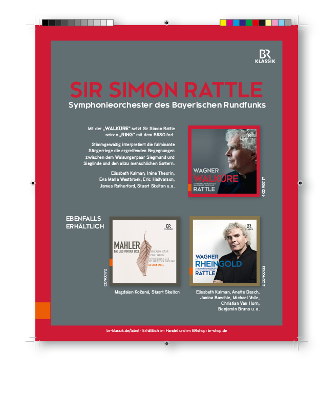 Anzeige mit CD Veröffentlichungen des Bayerischer Rundfunk mit dem Dirigenten Sir Simon Rattle und dem Symphonieorchester des Bayerischer Rundfunks