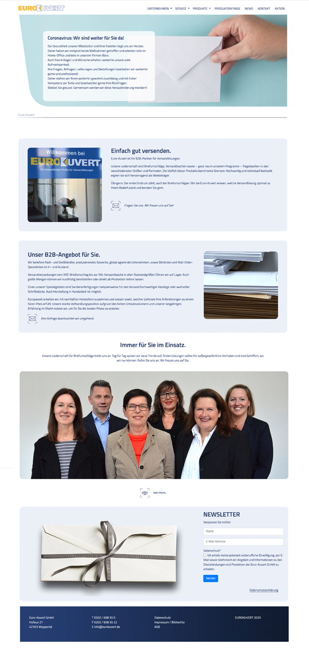 Teamseite der Webseite von der Euro-Kuvert GmbH
