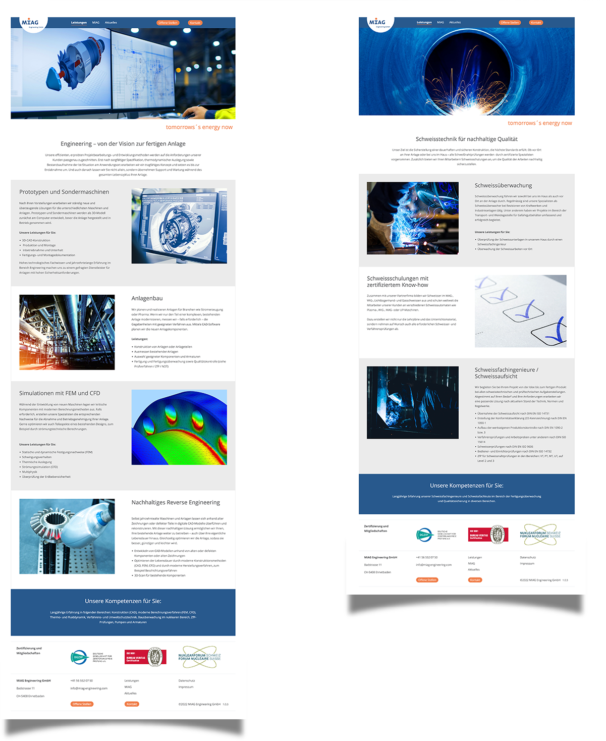 Screenshots zum Thema "TYPO3 Webseite"