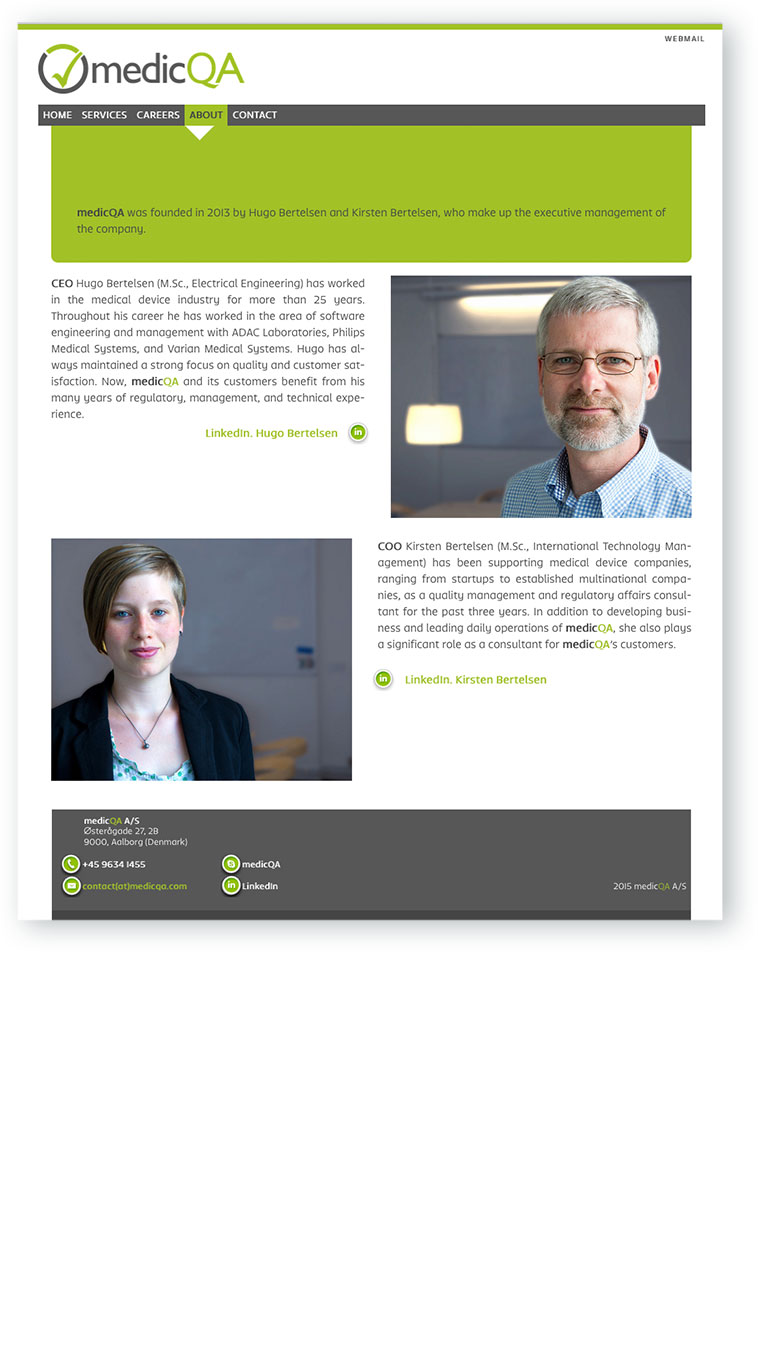 Screenshot TYPO3 Webseite medicQA Screenshot TYPO3 Webseite medicQA