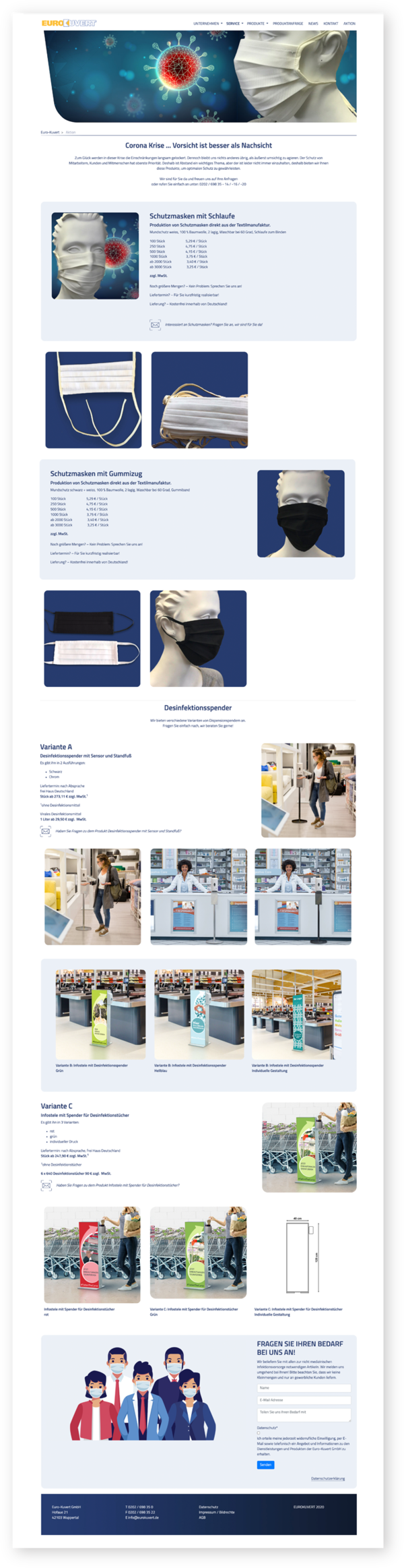 Aktionsseite der Webseite von der Euro-Kuvert GmbH