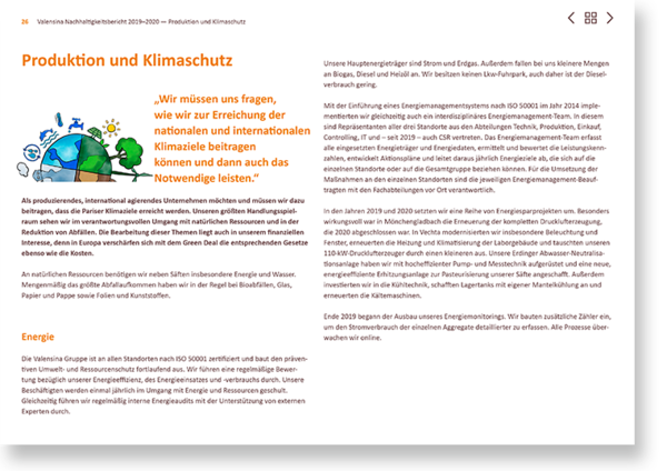 Inhaltsbild Nachhaltigkeitsbericht Valensina Inhaltsbild Nachhaltigkeitsbericht Valensina