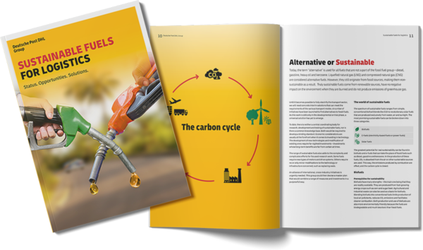 White Paper Cover und Doppelseite innen mit Grafiken und Textbeispielen für Deutsche Post DHL Group