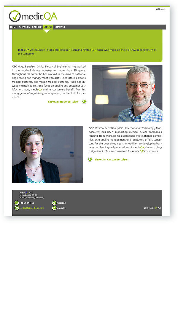 Screenshot TYPO3 Webseite medicQA Screenshot TYPO3 Webseite medicQA
