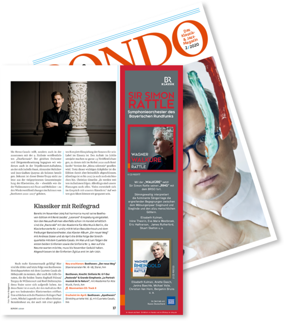 Anzeige im Musikmagazin Rondo mit CD Veröffentlichungen des Bayerischer Rundfunk mit dem Dirigenten Sir Simon Rattle und dem Symphonieorchester des Bayerischer Rundfunks