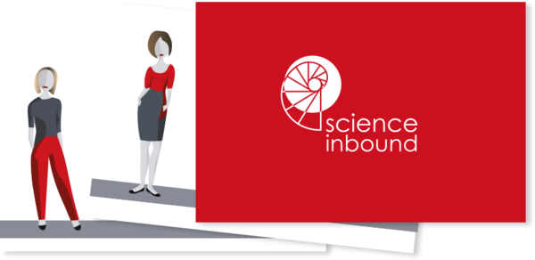 Illustration: zwei Frauen an Science Inbound Visitenkarte Illustration: zwei Frauen an Science Inbound Visitenkarte