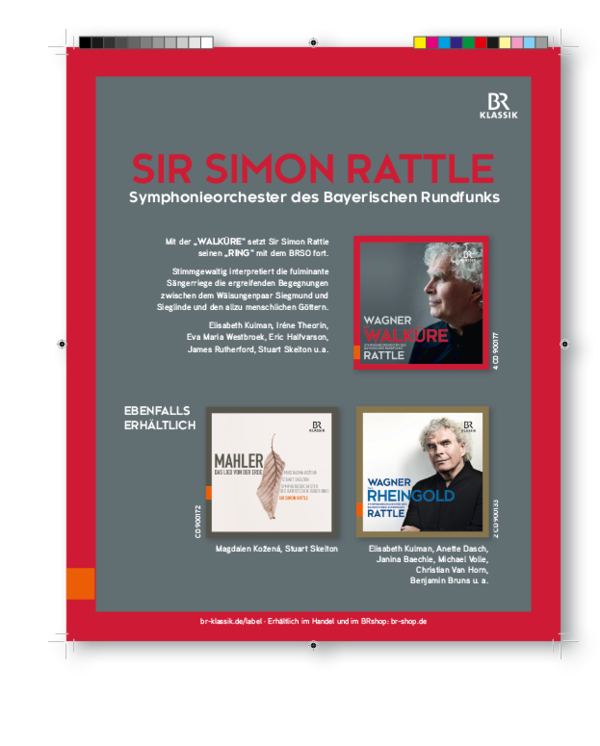 Anzeige mit CD Veröffentlichungen des Bayerischer Rundfunk mit dem Dirigenten Sir Simon Rattle und dem Symphonieorchester des Bayerischer Rundfunks