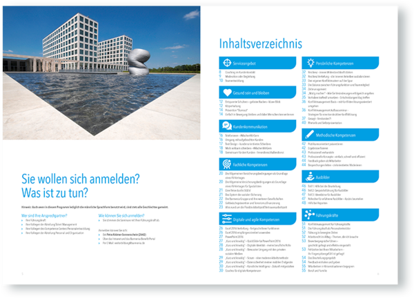 Doppelseite innen des Weiterbildungsprogramm der Barmenia